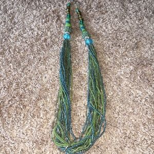 Green and teal beaded necklace